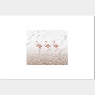 Flamingo dance glitter gradient Posters and Art